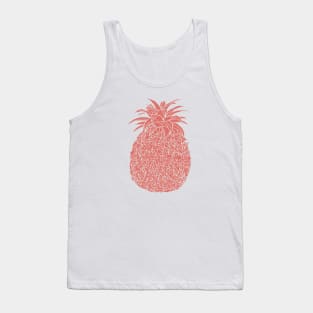 Coral Glitter Filled Pineapple Design Tank Top